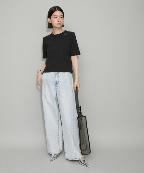 ADAM ET ROPE'（アダムエロペ）の「【WEB限定・洗える】ハートTシャツ（Tシャツ/カットソー・レディース・ブラック/ネイビー/キナリ・FREE）」の6枚目の写真