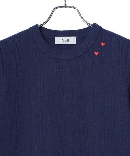 ADAM ET ROPE'（アダムエロペ）の「【WEB限定・洗える】ハートTシャツ（Tシャツ/カットソー・レディース・ブラック/ネイビー/キナリ・FREE）」の14枚目の写真
