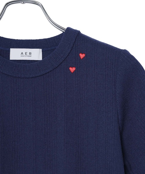 ADAM ET ROPE'（アダムエロペ）の「【WEB限定・洗える】ハートTシャツ（Tシャツ/カットソー・レディース・ブラック/ネイビー/キナリ・FREE）」の17枚目の写真