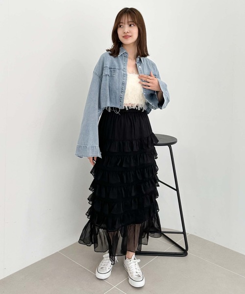 archives(アルシーヴ)の「メニーフリルティアードスカート(スカート・レディース・ブラック/グレー/アイボリー・MEDIUM)」の6枚目の写真