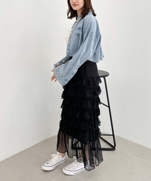 archives(アルシーヴ)の「メニーフリルティアードスカート(スカート・レディース・ブラック/グレー/アイボリー・MEDIUM)」の8枚目の写真