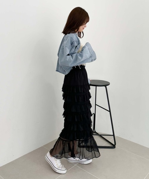 archives(アルシーヴ)の「メニーフリルティアードスカート(スカート・レディース・ブラック/グレー/アイボリー・MEDIUM)」の4枚目の写真