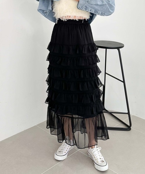 archives(アルシーヴ)の「メニーフリルティアードスカート(スカート・レディース・ブラック/グレー/アイボリー・MEDIUM)」の15枚目の写真
