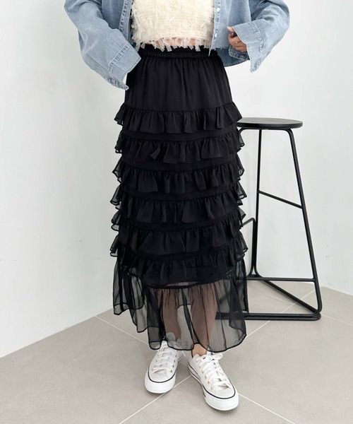 archives(アルシーヴ)の「メニーフリルティアードスカート(スカート・レディース・ブラック/グレー/アイボリー・MEDIUM)」の14枚目の写真