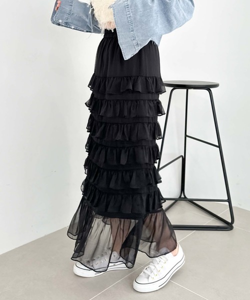 archives(アルシーヴ)の「メニーフリルティアードスカート(スカート・レディース・ブラック/グレー/アイボリー・MEDIUM)」の12枚目の写真