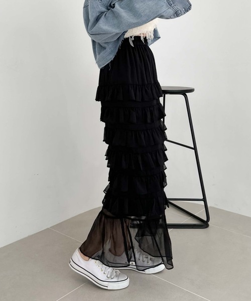 archives(アルシーヴ)の「メニーフリルティアードスカート(スカート・レディース・ブラック/グレー/アイボリー・MEDIUM)」の10枚目の写真