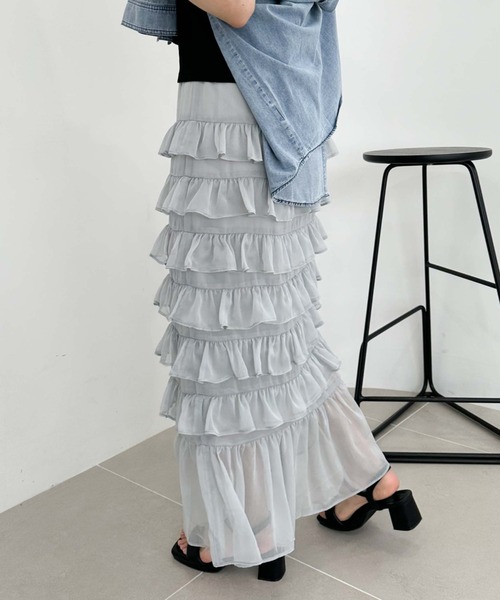 archives(アルシーヴ)の「メニーフリルティアードスカート(スカート・レディース・ブラック/グレー/アイボリー・MEDIUM)」の22枚目の写真