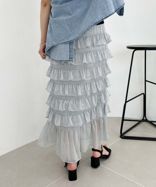 archives(アルシーヴ)の「メニーフリルティアードスカート(スカート・レディース・ブラック/グレー/アイボリー・MEDIUM)」の21枚目の写真