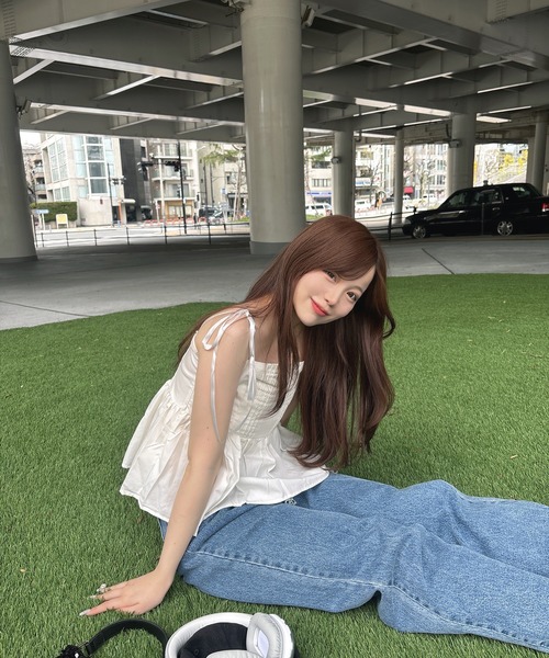 RiLi（リリ）の「肩リボンフレアキャミ【RL】（キャミソール・レディース・ホワイト/ブラック・FREE）」の15枚目の写真