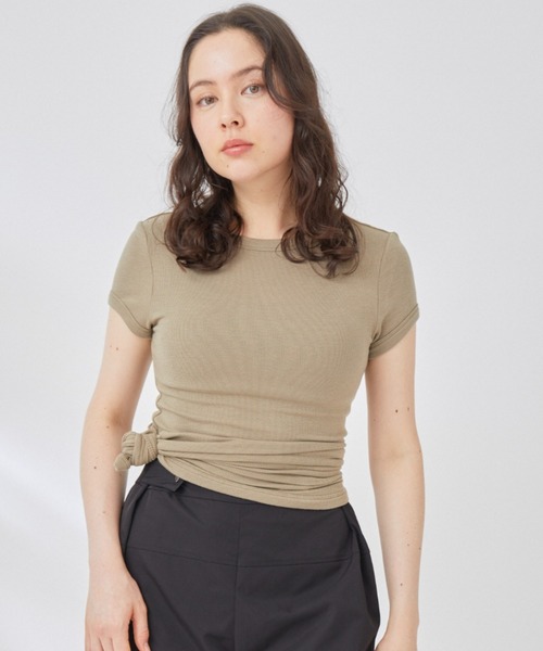 NERGY（ナージー）の「【BORDERS at BALCONY】RIB Tシャツ（Tシャツ/カットソー・レディース・ベージュ/ホワイト/ブラック・M）」の3枚目の写真
