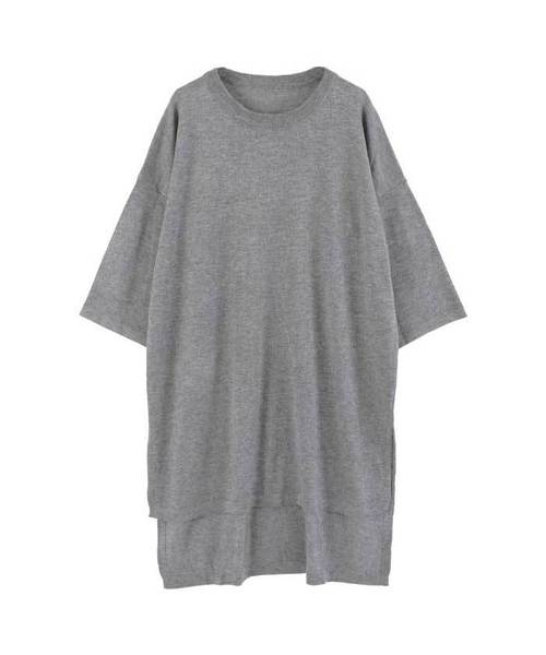 titivate(ティティベイト)の「サイドスリット七分袖薄手ニットワンピ(ワンピース・レディース・グレー/カーキ/ブラック・FREE)」の2枚目の写真