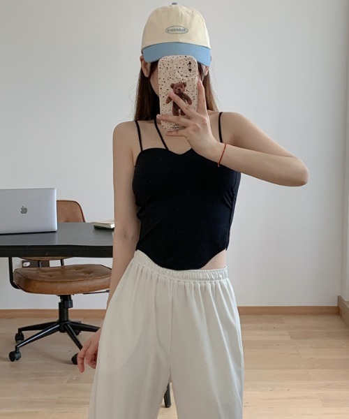 Per sist ence(パーシエンス)の「ナローストラップクロップドブラトップ/カップ付き(キャミソール・レディース・ホワイト/ブラウン/ブラック/グレー・FREE)」の15枚目の写真