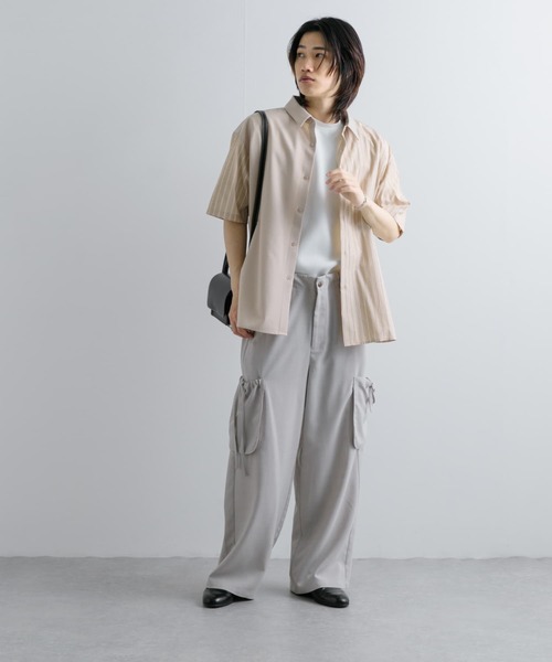 SENSE OF PLACE by URBAN RESEARCH(センスオブプレイスバイアーバンリサーチ)の「ストライプブロックドシャツ(5分袖)(シャツ/ブラウス・メンズ・ブルー/ベージュ/グレー・MEDIUM/LARGE)」の13枚目の写真