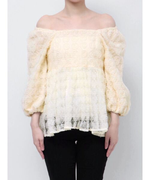 CALNAMUR（カルナムール）の「3Dローズチュールブラウス（シャツ/ブラウス・レディース・ピンク/ブラック/アイボリー・FREE）」の21枚目の写真