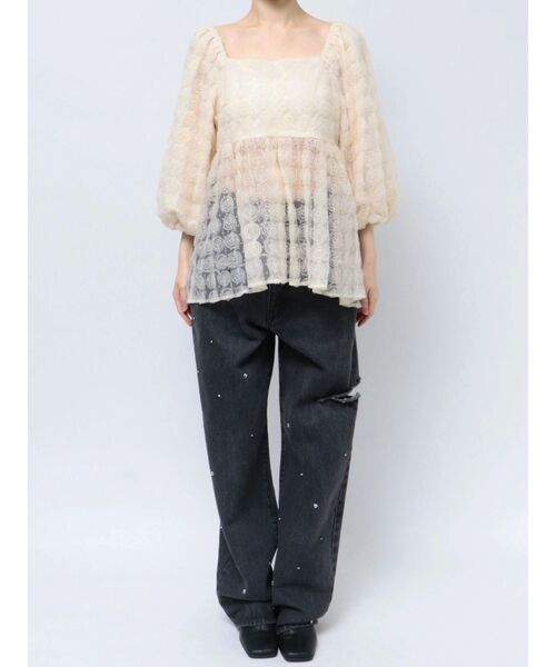 CALNAMUR（カルナムール）の「3Dローズチュールブラウス（シャツ/ブラウス・レディース・ピンク/ブラック/アイボリー・FREE）」の22枚目の写真