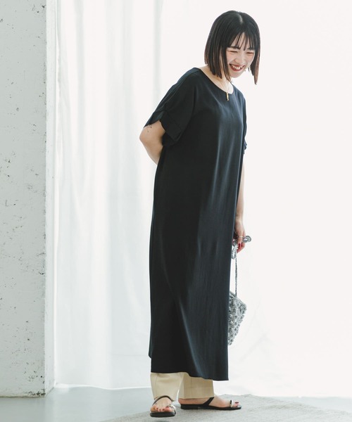 ITEMS URBANRESEARCH(アイテムズ アーバンリサーチ)の「オリガミタックリネンレーヨンワンピース(ワンピース・レディース・ブラック/ライトベージュ/モカ・FREE)」の5枚目の写真