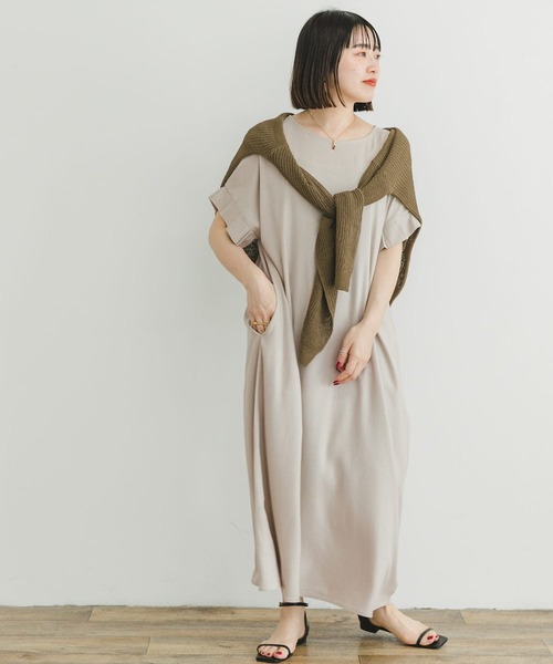 ITEMS URBANRESEARCH(アイテムズ アーバンリサーチ)の「オリガミタックリネンレーヨンワンピース(ワンピース・レディース・ブラック/ライトベージュ/モカ・FREE)」の15枚目の写真