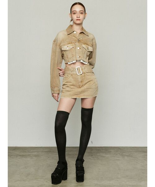 EMODA（エモダ）の「ワイドベルトデニムスカート（デニムスカート・レディース・ブルー/ベージュ/ブラック・SMALL/MEDIUM）」の6枚目の写真