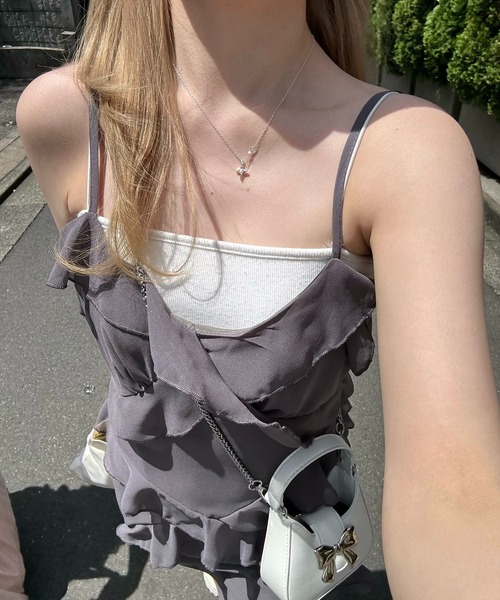 RiLi(リリ)の「シフォンフリルキャミワンピ【RL】(ワンピース・レディース・チャコールグレー・FREE)」の3枚目の写真