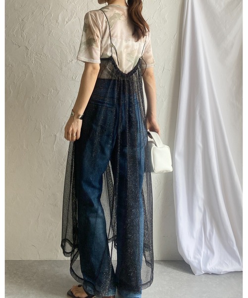 She's Closet(シーズクローゼット)の「バックオープンドロスト透かし柄ラメシアーロング丈カットメッシュキャミワンピース(ワンピース・レディース・シルバー/アイボリー/ブラック・FREE)」の22枚目の写真