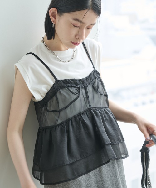 セール】オーガンジービスチェレイヤードTシャツ（Tシャツ
