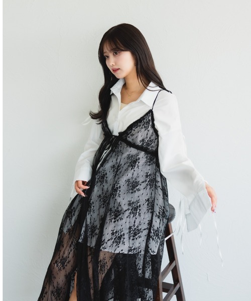 bibiy リボン　ワンピース　リボン付き黒レースキャミワンピース Bibiy. リボンワンピース