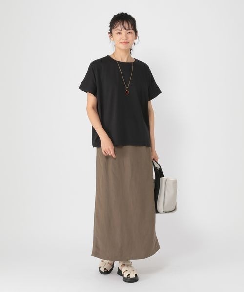 セール】《ウタオ》レーヨンリネンポプリンIラインスカート