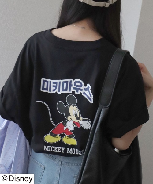 Disney(ディズニー)の「「ユニセックス」Disney(ディズニー)ミッキーマウスキャラクタープリント ハングルロゴTシャツ/半袖プルオーバー(Tシャツ/カットソー・レディース・ブラック/ブラック系その他/ホワイト/ホワイト系その他・M/L)」の3枚目の写真