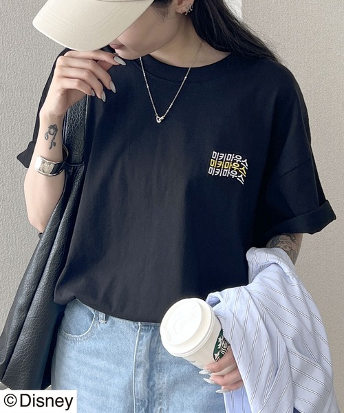 Disney(ディズニー)の「「ユニセックス」Disney(ディズニー)ミッキーマウスキャラクタープリント ハングルロゴTシャツ/半袖プルオーバー(Tシャツ/カットソー・レディース・ブラック/ブラック系その他/ホワイト/ホワイト系その他・M/L)」の9枚目の写真