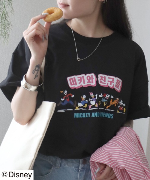 Disney(ディズニー)の「「ユニセックス」Disney(ディズニー)ミッキーマウスキャラクタープリント ハングルロゴTシャツ/半袖プルオーバー(Tシャツ/カットソー・レディース・ブラック/ブラック系その他/ホワイト/ホワイト系その他・M/L)」の16枚目の写真