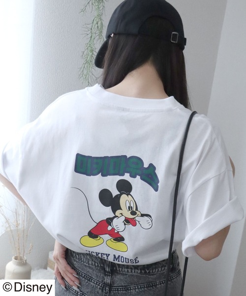Disney(ディズニー)の「「ユニセックス」Disney(ディズニー)ミッキーマウスキャラクタープリント ハングルロゴTシャツ/半袖プルオーバー(Tシャツ/カットソー・レディース・ブラック/ブラック系その他/ホワイト/ホワイト系その他・M/L)」の7枚目の写真