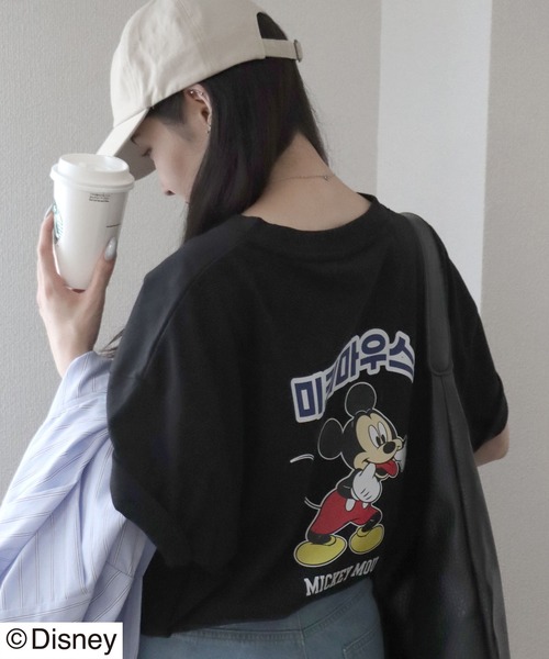 Disney(ディズニー)の「「ユニセックス」Disney(ディズニー)ミッキーマウスキャラクタープリント ハングルロゴTシャツ/半袖プルオーバー(Tシャツ/カットソー・レディース・ブラック/ブラック系その他/ホワイト/ホワイト系その他・M/L)」の10枚目の写真