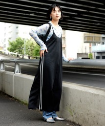 （限定カラー）メッシュ切り替えラインキャミワンピース