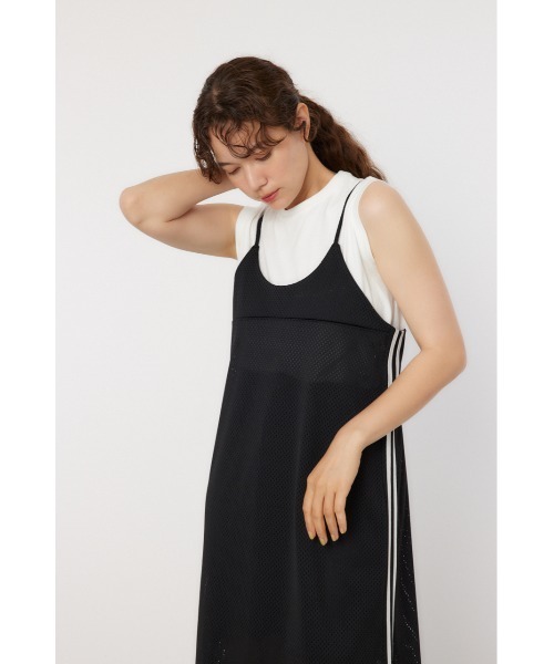 RODEO CROWNS WIDE BOWL(ロデオクラウンズワイドボウル)の「(限定カラー)メッシュ切り替えラインキャミワンピース(ワンピース・レディース・ブラック・FREE)」の6枚目の写真