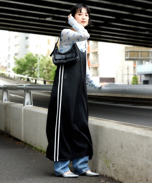 RODEO CROWNS WIDE BOWL(ロデオクラウンズワイドボウル)の「(限定カラー)メッシュ切り替えラインキャミワンピース(ワンピース・レディース・ブラック・FREE)」の17枚目の写真