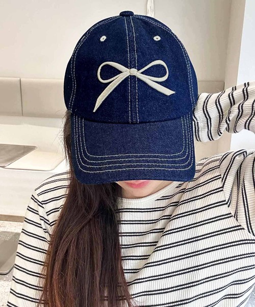 【ENGBROX】Deary Ribbon Ball Cap〜リボンの刺繍入りキャップ ENGBROX】Deary Ribbon Ball Cap〜リボンの刺繍入りキャップ