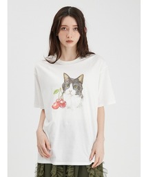 【上國料萌衣コラボ】キャットチェリーTシャツ