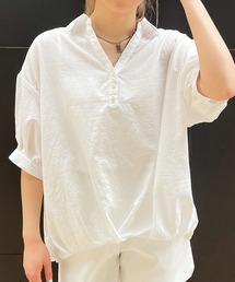 《パールボタン×スキッパー》レディース ブラウス 抜け感 ゆったりシルエット 春夏秋