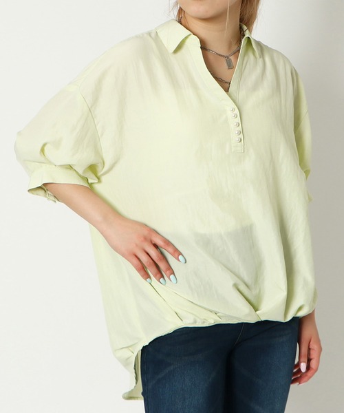 GORGE(ゴージ)の「《パールボタン×スキッパー》レディース ブラウス 抜け感 ゆったりシルエット 春夏秋(シャツ/ブラウス・レディース・オフホワイト/イエロー/ラベンダー/ピンク・F)」の1枚目の写真