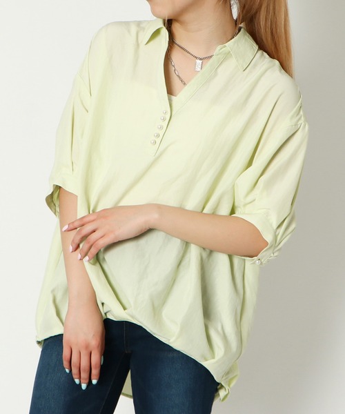 GORGE(ゴージ)の「《パールボタン×スキッパー》レディース ブラウス 抜け感 ゆったりシルエット 春夏秋(シャツ/ブラウス・レディース・オフホワイト/イエロー/ラベンダー/ピンク・F)」の11枚目の写真