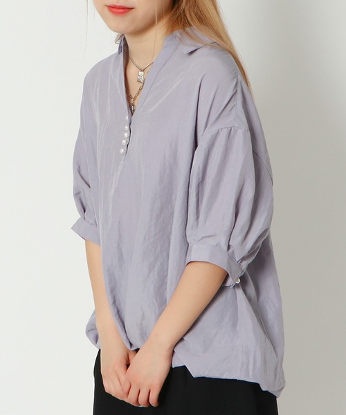 GORGE(ゴージ)の「《パールボタン×スキッパー》レディース ブラウス 抜け感 ゆったりシルエット 春夏秋(シャツ/ブラウス・レディース・オフホワイト/イエロー/ラベンダー/ピンク・F)」の10枚目の写真
