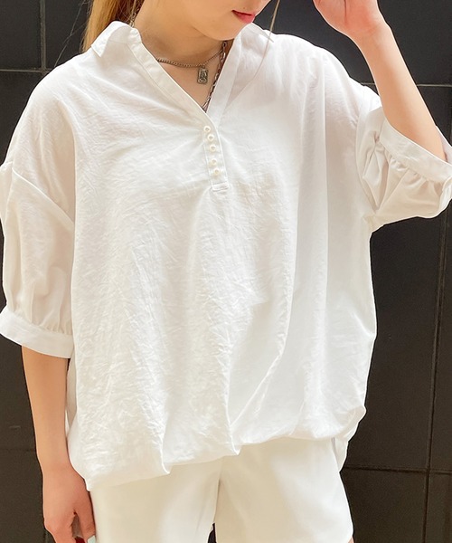 GORGE(ゴージ)の「《パールボタン×スキッパー》レディース ブラウス 抜け感 ゆったりシルエット 春夏秋(シャツ/ブラウス・レディース・オフホワイト/イエロー/ラベンダー/ピンク・F)」の9枚目の写真