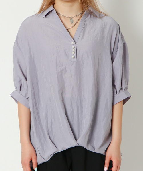 GORGE(ゴージ)の「《パールボタン×スキッパー》レディース ブラウス 抜け感 ゆったりシルエット 春夏秋(シャツ/ブラウス・レディース・オフホワイト/イエロー/ラベンダー/ピンク・F)」の8枚目の写真