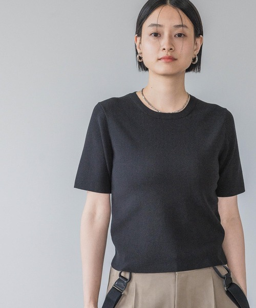 A part by（アパートバイ）の「FROZZEEニットTシャツ（Tシャツ/カットソー・レディース・グリーン/ベージュ/ブラック/アイボリー・FREE）」の8枚目の写真