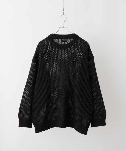 [Drawer]チュールレースネックニット Black セール】チュール付きニット（ニット/セーター）｜attiree