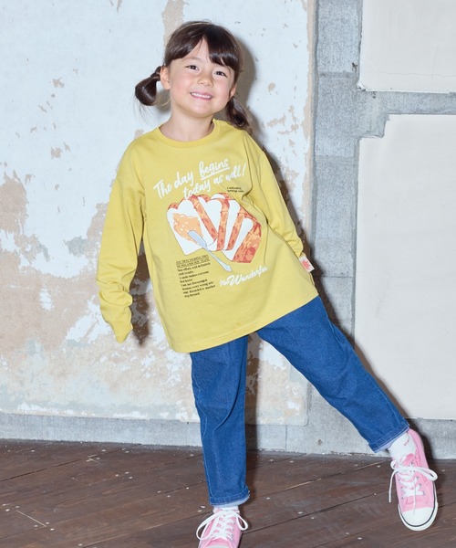 Life Support Products（ライフサポートプロダクツ）の「【防汚加工】プリントロンT（Tシャツ/カットソー・キッズ・ライトブラウン/グリーン/チャコール/オフホワイト/マスタード/ターコイズブルー・100/90/80/95/110/150/140/130/120）」の9枚目の写真