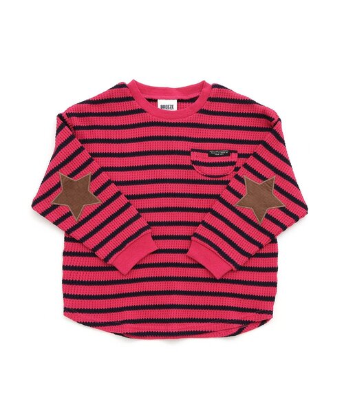 BREEZE（ブリーズ）の「【WEB限定】スターパッチワッフルロンT（Tシャツ/カットソー・キッズ・ブルー/ピンク/レインボー/キナリ/ネイビー/オレンジ・80/90/100/110/120/130/140）」の4枚目の写真