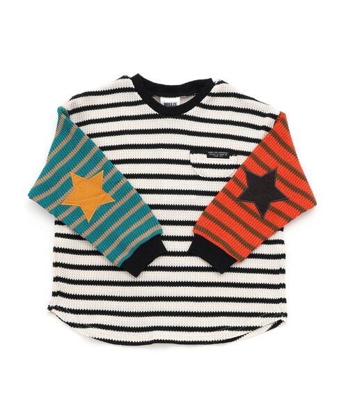 BREEZE（ブリーズ）の「【WEB限定】スターパッチワッフルロンT（Tシャツ/カットソー・キッズ・ブルー/ピンク/レインボー/キナリ/ネイビー/オレンジ・80/90/100/110/120/130/140）」の6枚目の写真