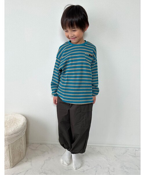 BREEZE（ブリーズ）の「【WEB限定】スターパッチワッフルロンT（Tシャツ/カットソー・キッズ・ブルー/ピンク/レインボー/キナリ/ネイビー/オレンジ・80/90/100/110/120/130/140）」の7枚目の写真