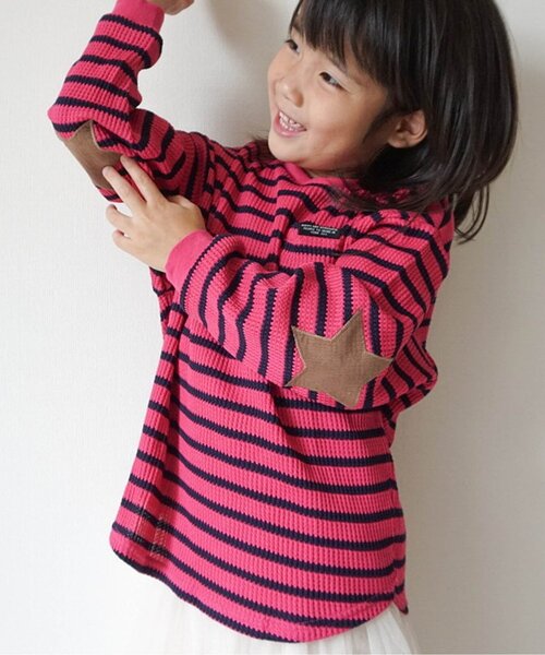 BREEZE（ブリーズ）の「【WEB限定】スターパッチワッフルロンT（Tシャツ/カットソー・キッズ・ブルー/ピンク/レインボー/キナリ/ネイビー/オレンジ・80/90/100/110/120/130/140）」の20枚目の写真